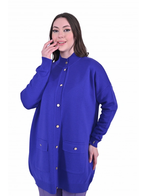 İNVEE 7070 Yün Karışımlı Triko Hırka - Mor