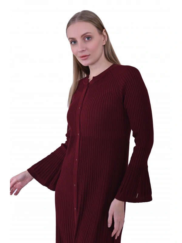 İNVEE 7073 Yün Karışımlı Hırka - Bordo