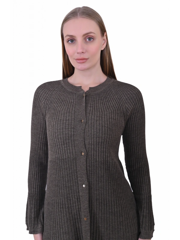 İNVEE 7073 Yün Karışımlı Hırka - Vizon