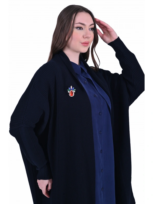 İNVEE 7077 Yün Karışımlı Lacivert Hırka