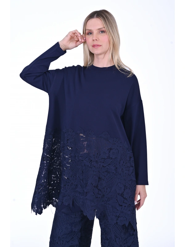 İNVEE 7078 Dantelli Takım - Lacivert