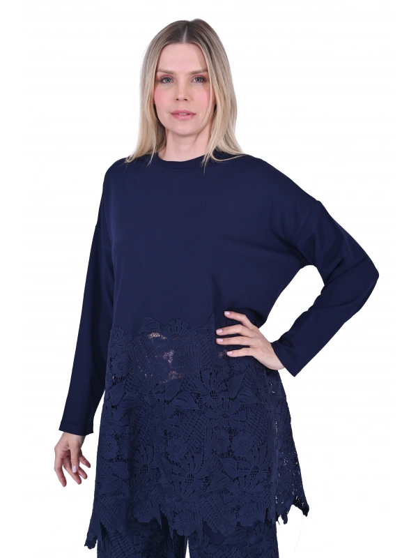 İNVEE 7078 Dantelli Takım - Lacivert