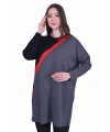 İNVEE 7048 Renk Bloklu Triko Tunik - Antrasit