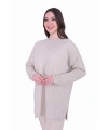 İNVEE 7063 Simli Bej Triko Tunik