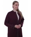 İNVEE 7083 Yün Karışımlı Uzun Hırka - Bordo
