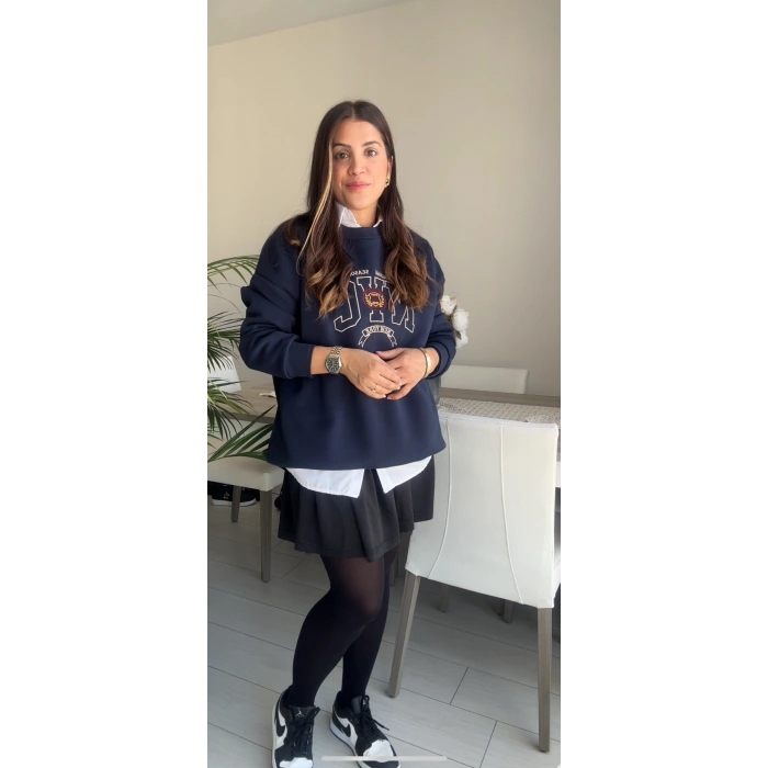 3 İP ŞARDONLU OVERSİZE SWEATSHİRT