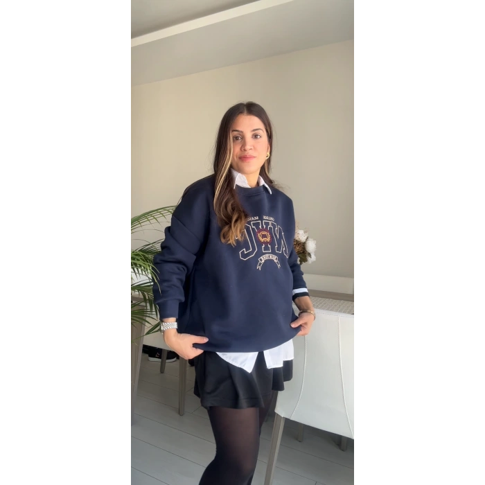 3 İP ŞARDONLU OVERSİZE SWEATSHİRT