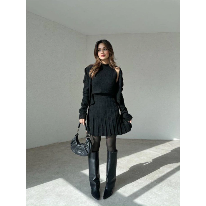 3LÜ SİYAH TRİKO TAKIM