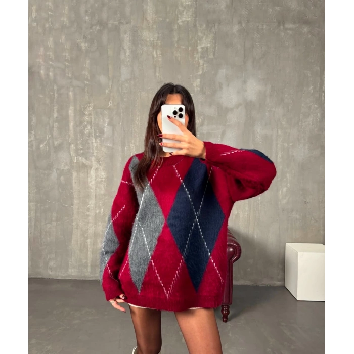 BAKLAVA DESEN PREMİUM SAKALLI KAZAK