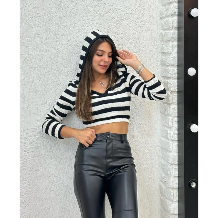 ÇİZGİLİ CROP BLUZ