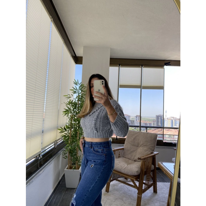 GRİ RENK KROP KAZAK