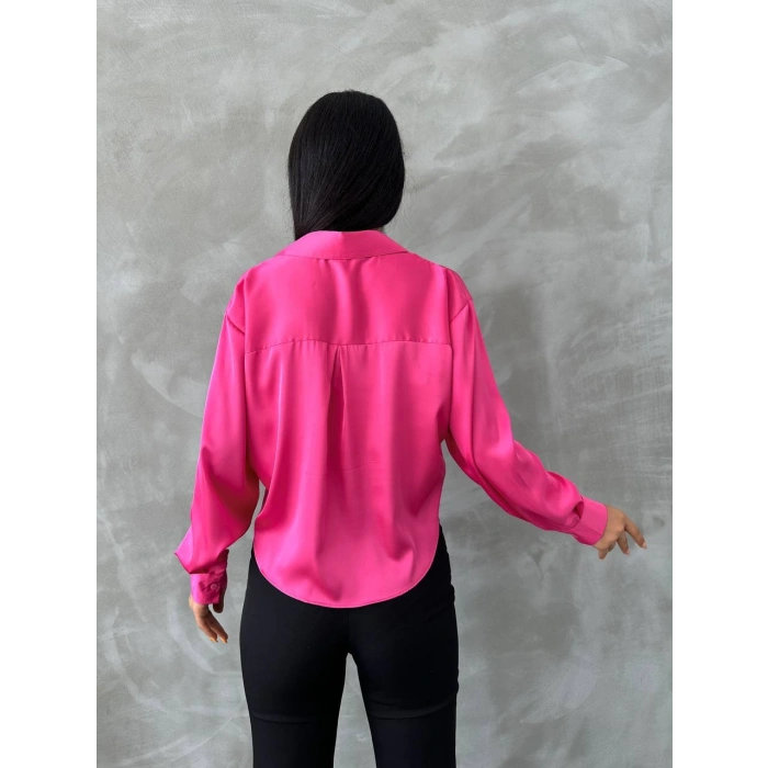 SATEN PEMBE KADIN GÖMLEK