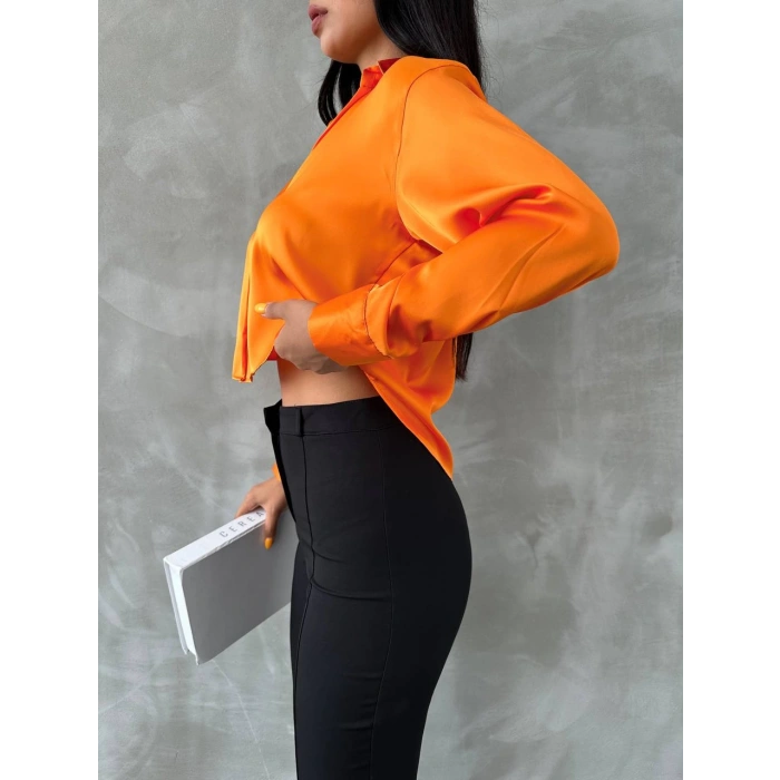 SATEN TURUNCU RENK GÖMLEK