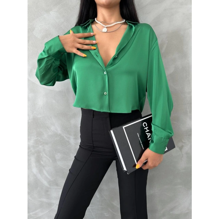 SATEN YEŞİL GÖMLEK