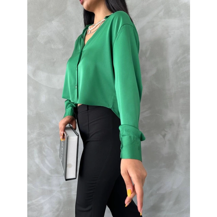 SATEN YEŞİL GÖMLEK