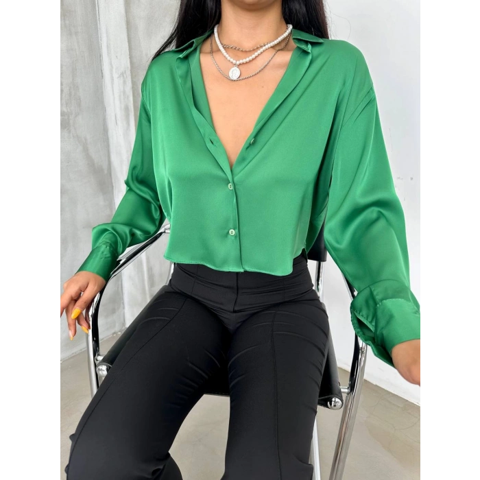 SATEN YEŞİL GÖMLEK