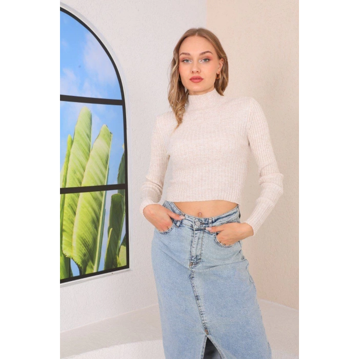 SIRT DEKOLTELİ BEJ RENK  BADİ