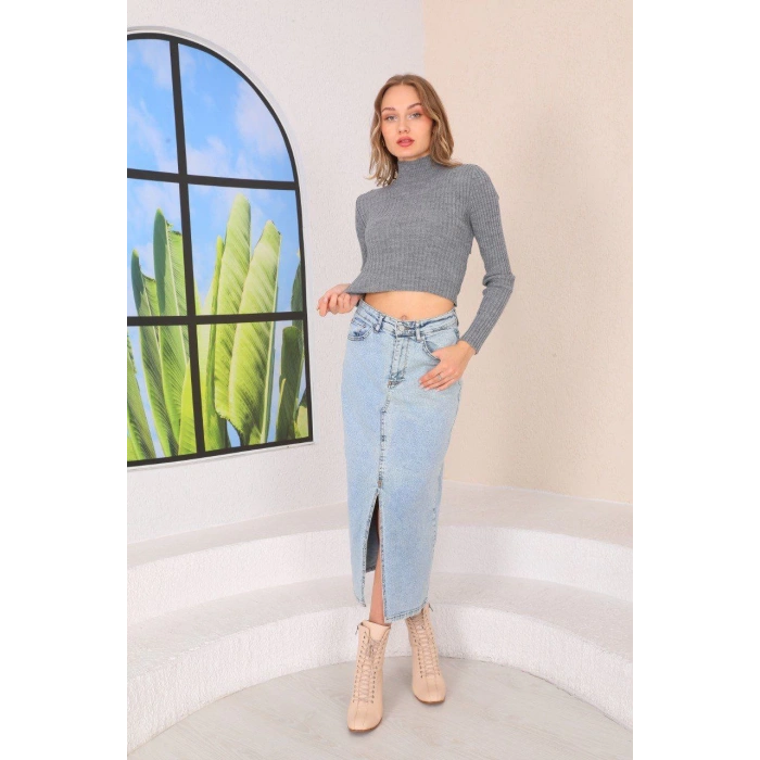 SIRT DEKOLTELİ GRİ RENK BADİ