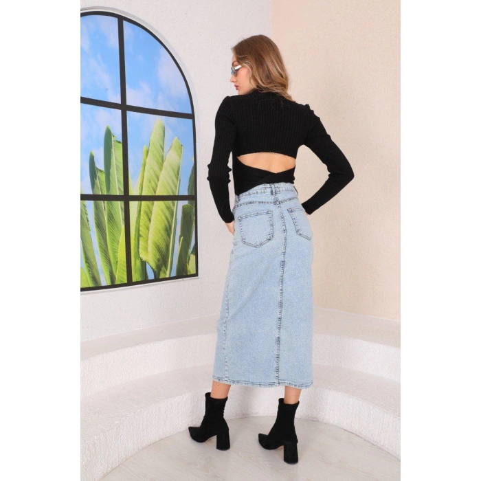 SIRT DEKOLTELİ SİYAH BADİ