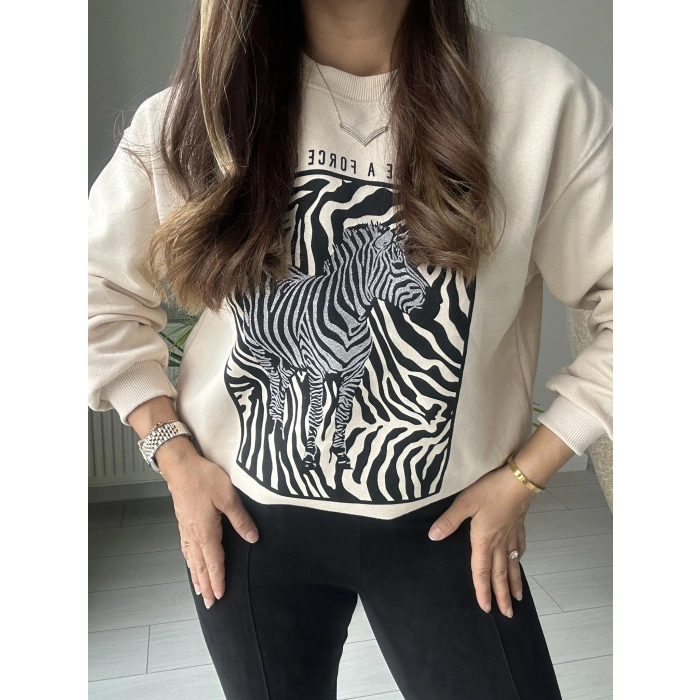 ZEBRA DESEN BEJ SWEAT