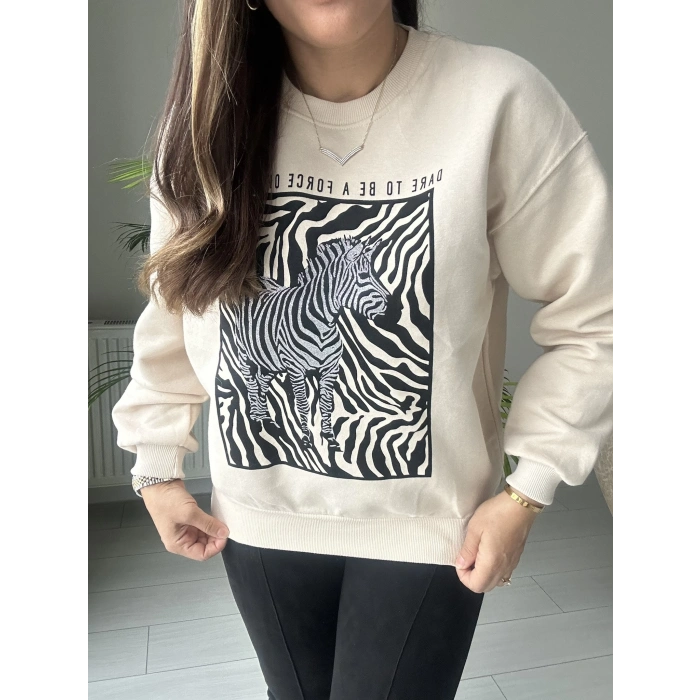 ZEBRA DESEN BEJ SWEAT