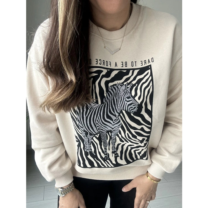 ZEBRA DESEN BEJ SWEAT