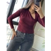 OMUZ DEKOLTELİ BORDO BLUZ
