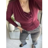 OMUZ DEKOLTELİ BORDO BLUZ
