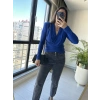 OMUZLARI VATKALI MAVİ RENK BLUZ