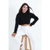 SİYAH RENK CROP KAZAK
