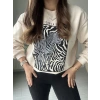 ZEBRA DESEN BEJ SWEAT