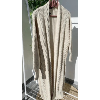 SAÇ ÖRGÜLÜ BEJ UZUN HIRKA