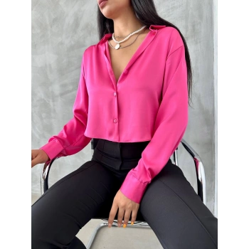 SATEN PEMBE KADIN GÖMLEK