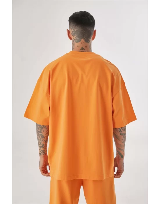 Erkek Gangster Pamuklu Oversize Electric Orange Tişört