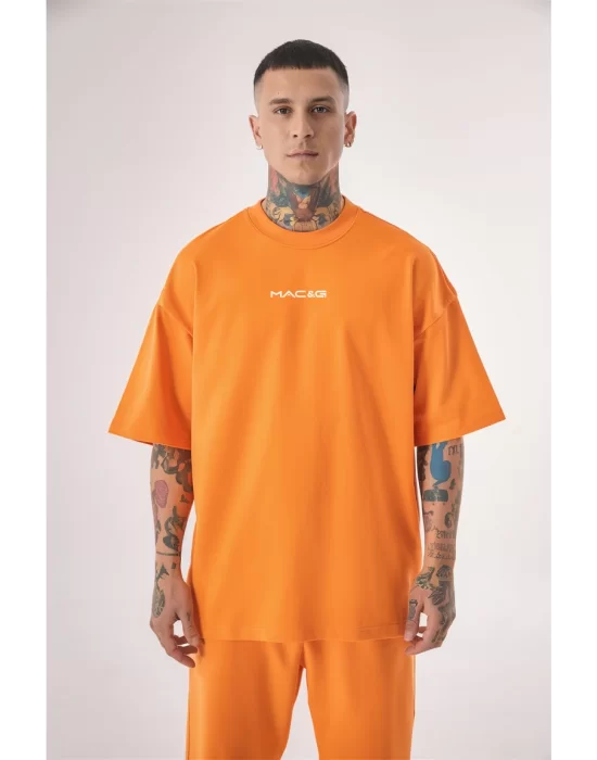 Erkek Mentality Pamuklu Oversize Electric Orange Tişört