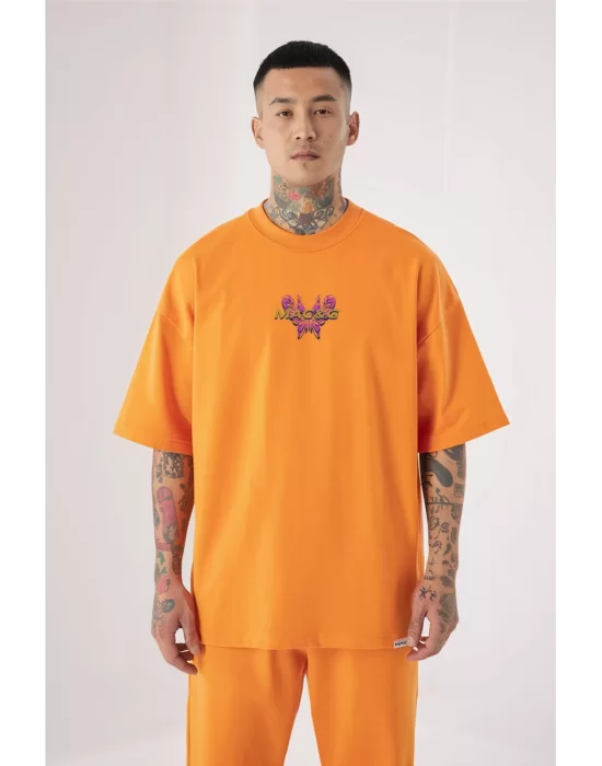 Unisex Butterfly Pamuklu Oversize Electric Orange Tişört