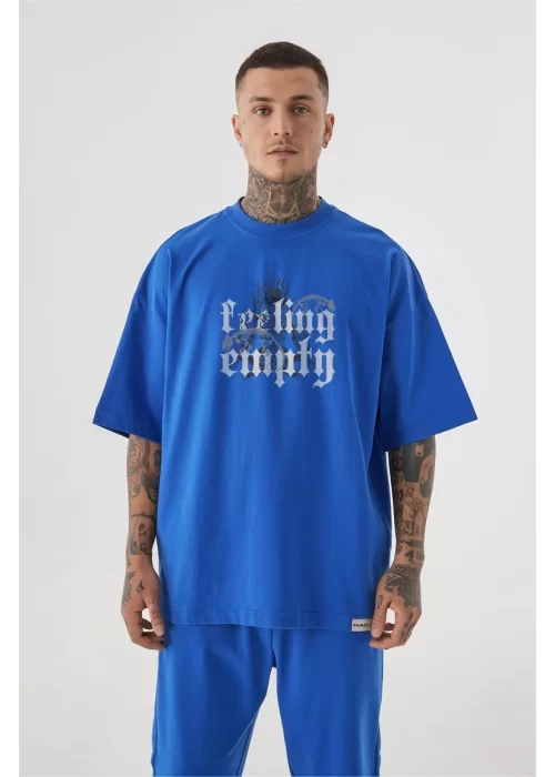 Erkek Feeling Empty Pamuklu Oversize Açık Mavi Tişört