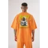 Erkek Streetwear Men with Mask Pamuklu Oversize Electric Orange Tişört