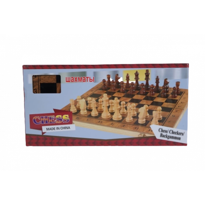 3ü 1 Arada Ahşap Satranç, Dama ve Tavla Seti - Orta Boy