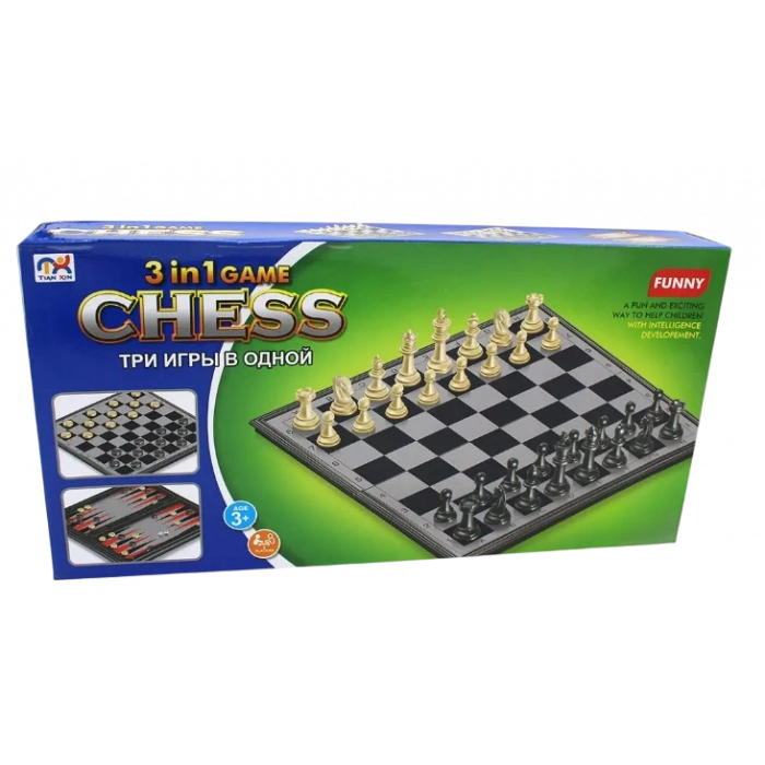 3ü 1 Arada Satranç, Tavla ve Dama Seti - Küçük Boy