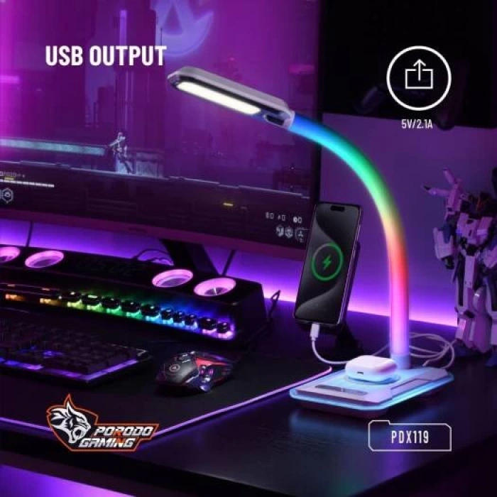 Porodo Gaming RGB Masa Lambası ve Şarj İstasyonu