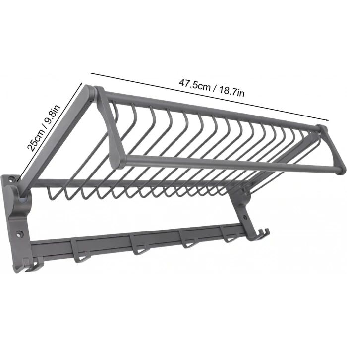 Katlanabilir Duvar Tipi Çok Amaçlı Askılık ve Raf