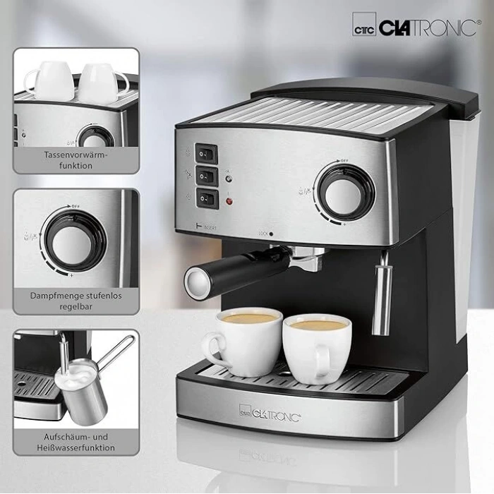 CLATRONIC Espresso Makinesi (850 W, 15 Bar Basınç)