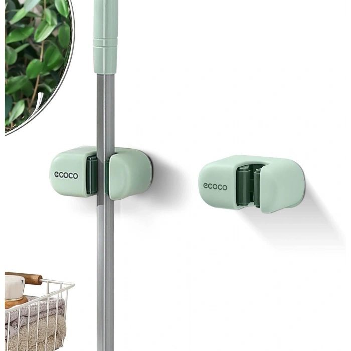 ECOCO Duvara Monte Süpürge ve Mop Askılığı | Kaymaz, Delme Gerektirmeyen Pratik Organizer