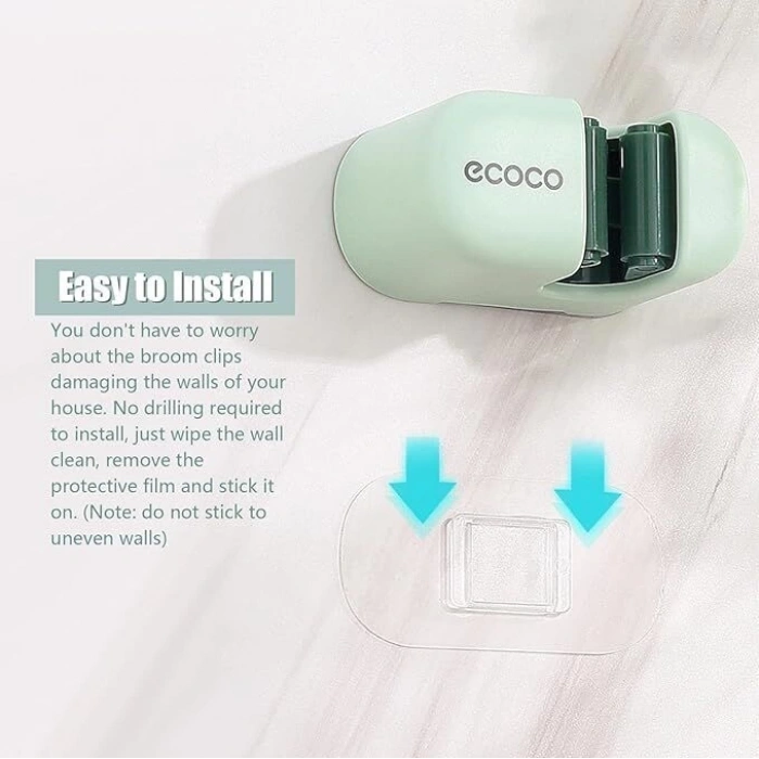 ECOCO Duvara Monte Süpürge ve Mop Askılığı | Kaymaz, Delme Gerektirmeyen Pratik Organizer