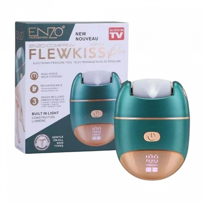 ENZO FlewKiss Pro Elektronik Pedikür Cihazı (Islak & Kuru Kullanım, Çift Hız, Şarjlı, 3 Başlık Dahil)