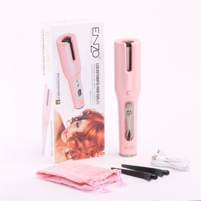 ENZO Şarj Edilebilir Profesyonel LCD Ekranlı Otomatik Saç Maşası | Kablosuz Kullanım