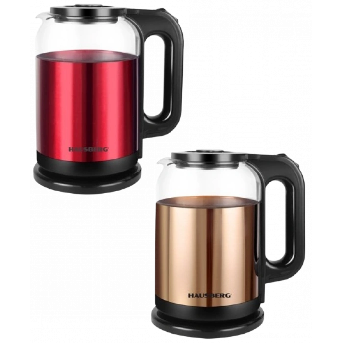 HAUSBERG Paslanmaz Çelik Kaplamalı Cam Su Isıtıcı