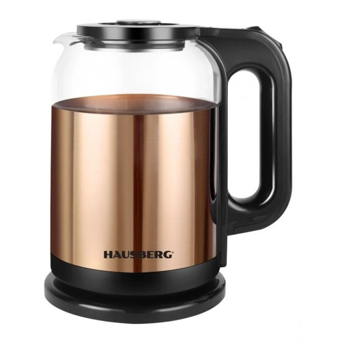 HAUSBERG Paslanmaz Çelik Kaplamalı Cam Su Isıtıcı