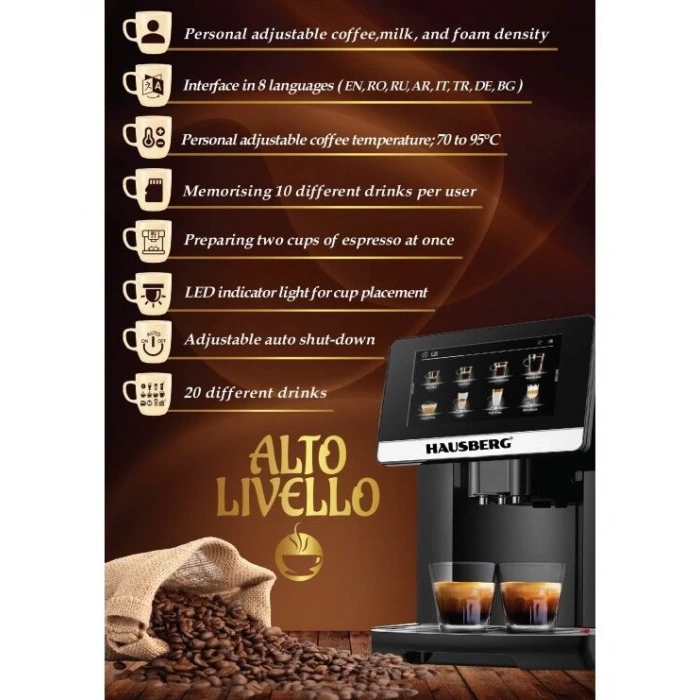 HAUSBERG Tam Otomatik Dijital Kahve Makinesi